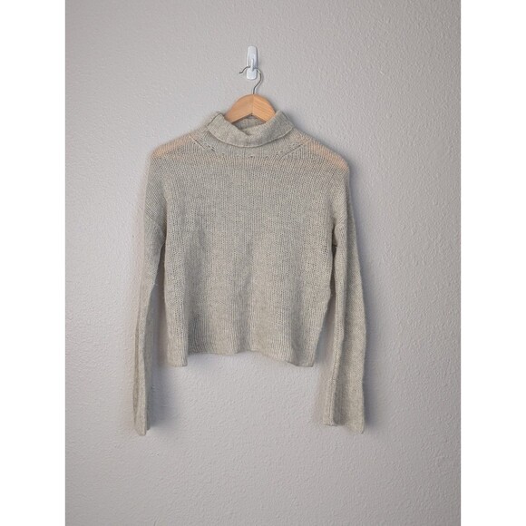 DKNY Pure 100% Cashmere Sweater Heather Gray Size S Cowl Neck Classic Boxy 199 - Picture 1 of 7